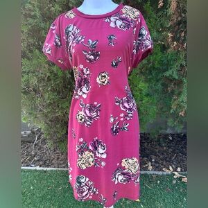 No Boundaries Women’s Burgundy Floral Print Bodycon Midi Dress XXXL
